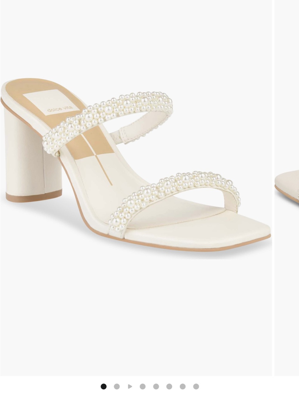 NEVER WORN Dolce Vita White Pearl-Trim Slide Mules